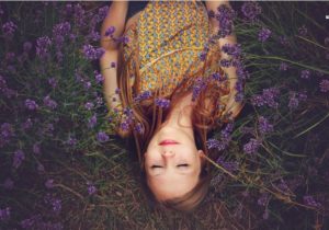 Woman meditating in guided meditation